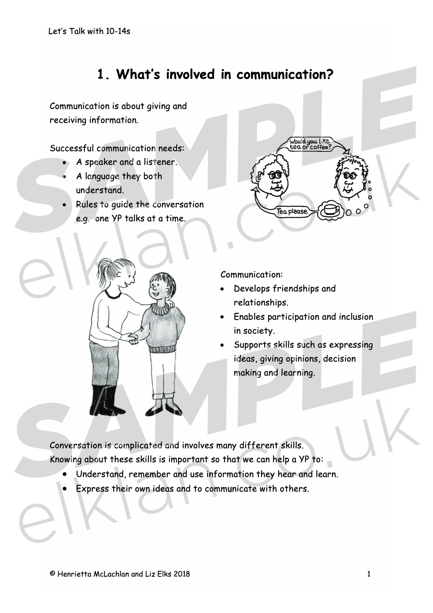 Let's Talk with 10-14s workbook sample image