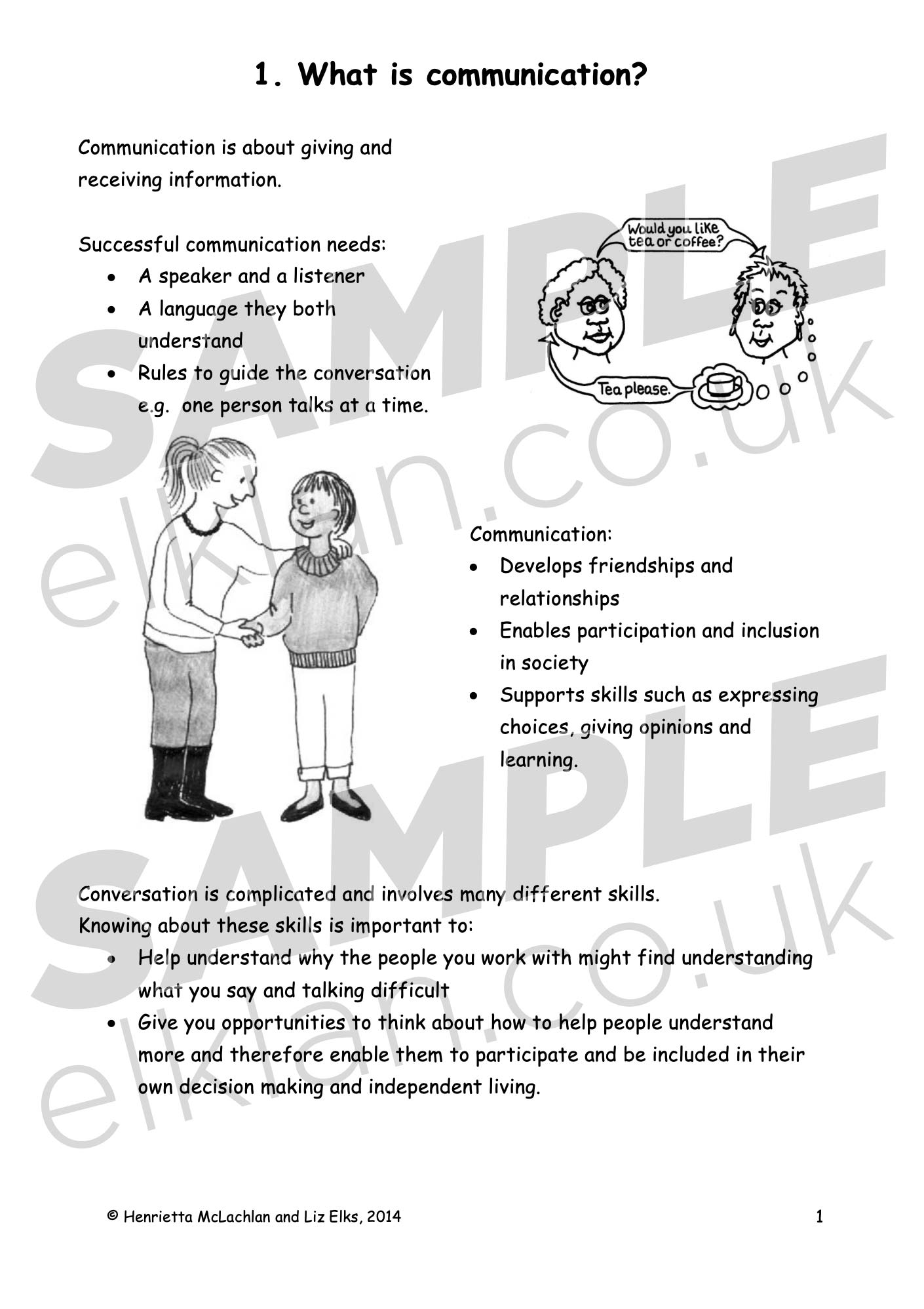 Let's Talk with Young People with SLD workbook sample image