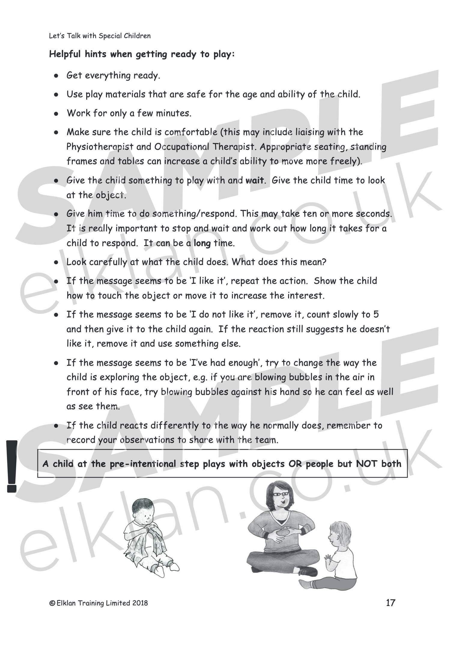 Let's Talk with Special Children workbook sample image